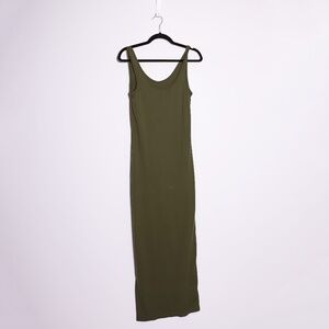 Bumpsuit Scoop Neck Ultra Soft Stretch Sleeveless Midi Tank Dress Olive Green M